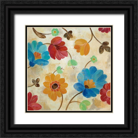 Coral and Teal Garden I Black Ornate Wood Framed Art Print with Double Matting by Vassileva, Silvia