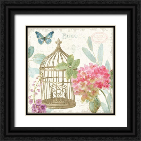 Rainbow Seeds Floral Birdcage II v2 Black Ornate Wood Framed Art Print with Double Matting by Audit, Lisa