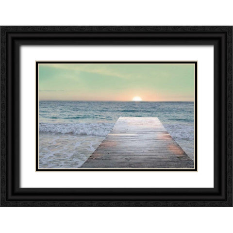 Sunrise Dock Black Ornate Wood Framed Art Print with Double Matting by Schlabach, Sue