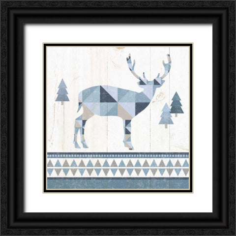 Nordic Geo Lodge Deer I Black Ornate Wood Framed Art Print with Double Matting by Wild Apple Portfolio