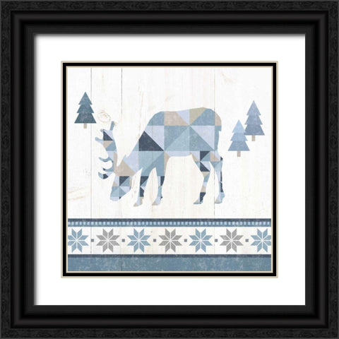 Nordic Geo Lodge Deer II Black Ornate Wood Framed Art Print with Double Matting by Wild Apple Portfolio