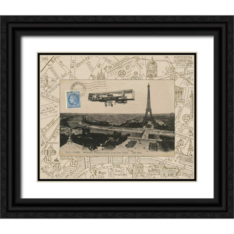 Destination Paris III Black Ornate Wood Framed Art Print with Double Matting by Wild Apple Portfolio