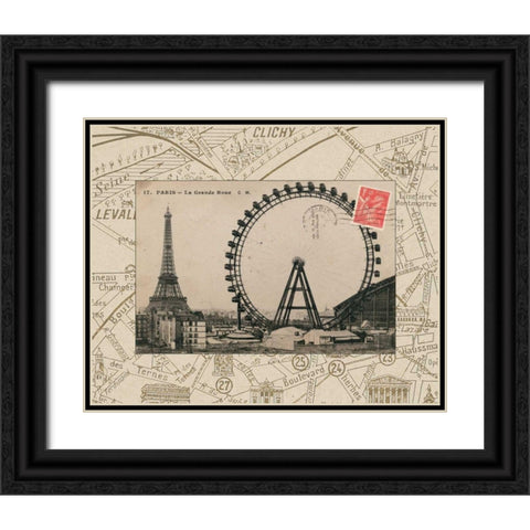 Destination Paris IV Black Ornate Wood Framed Art Print with Double Matting by Wild Apple Portfolio