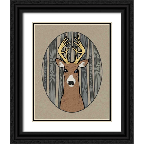 Forest Friends III Black Ornate Wood Framed Art Print with Double Matting by DeNeige, Elyse