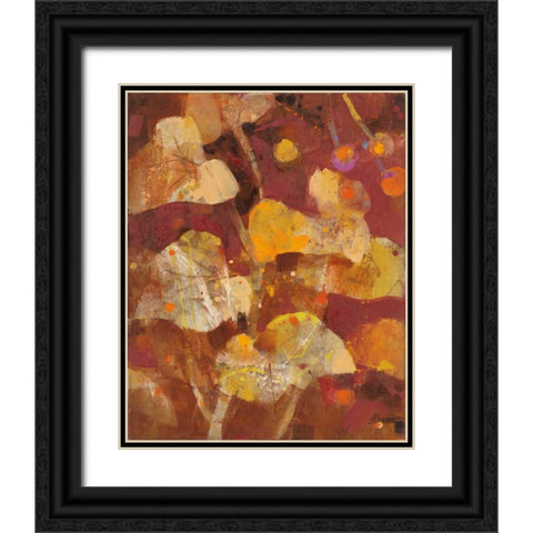 Heart Shaped Leaves II Black Ornate Wood Framed Art Print with Double Matting by Hristova, Albena
