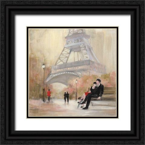 Romantic Paris I Red Jacket Black Ornate Wood Framed Art Print with Double Matting by Purinton, Julia