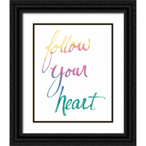 Colorburst II Heart White Black Ornate Wood Framed Art Print with Double Matting by Schick, Mike