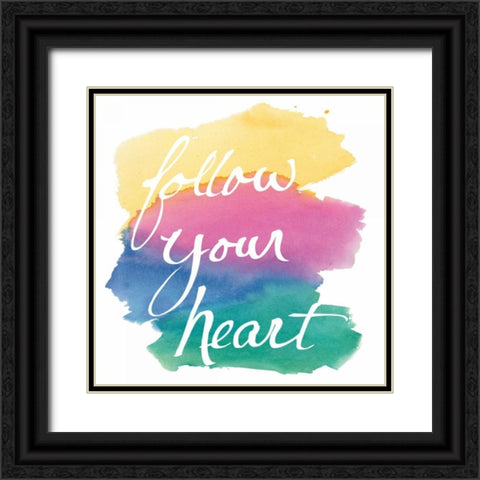 Colorburst II Heart Sq Black Ornate Wood Framed Art Print with Double Matting by Schick, Mike