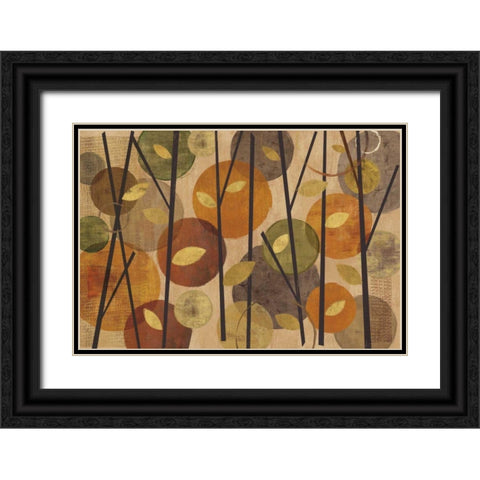 Modern Forest Circles Metallic Black Ornate Wood Framed Art Print with Double Matting by Charron, Veronique