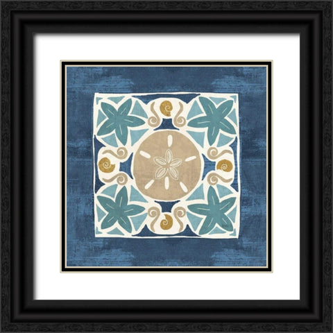 Undersea Blue Tile I Black Ornate Wood Framed Art Print with Double Matting by Charron, Veronique