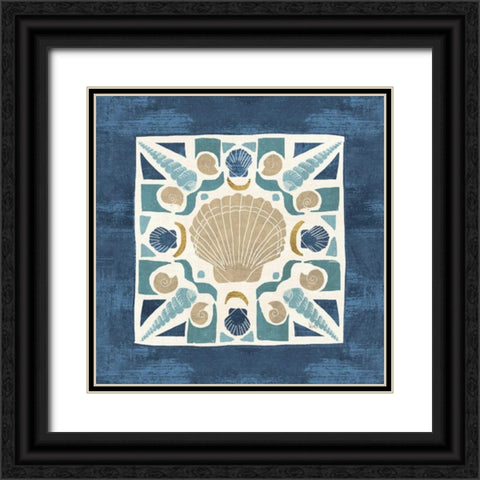 Undersea Blue Tile II Black Ornate Wood Framed Art Print with Double Matting by Charron, Veronique