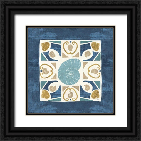 Undersea Blue Tile IV Black Ornate Wood Framed Art Print with Double Matting by Charron, Veronique