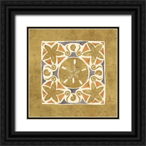 Undersea Gold Tile I Black Ornate Wood Framed Art Print with Double Matting by Charron, Veronique