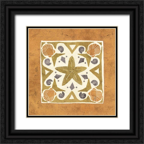 Undersea Gold Tile III Black Ornate Wood Framed Art Print with Double Matting by Charron, Veronique