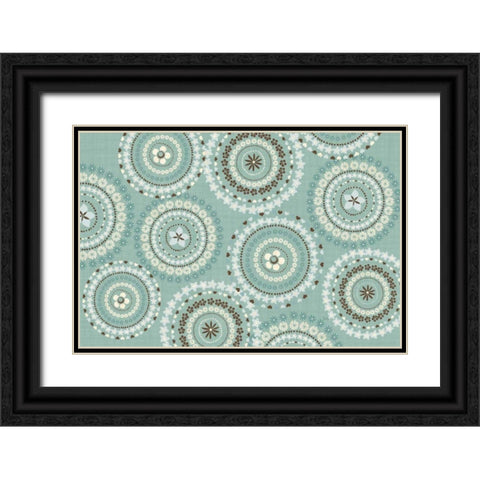 Song Birds V Aqua Black Ornate Wood Framed Art Print with Double Matting by Charron, Veronique