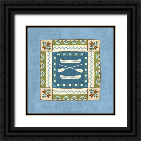 Lake Retreat Tile III Black Ornate Wood Framed Art Print with Double Matting by Charron, Veronique