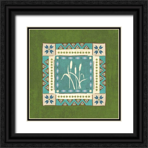 Lake Retreat Tile IV Black Ornate Wood Framed Art Print with Double Matting by Charron, Veronique