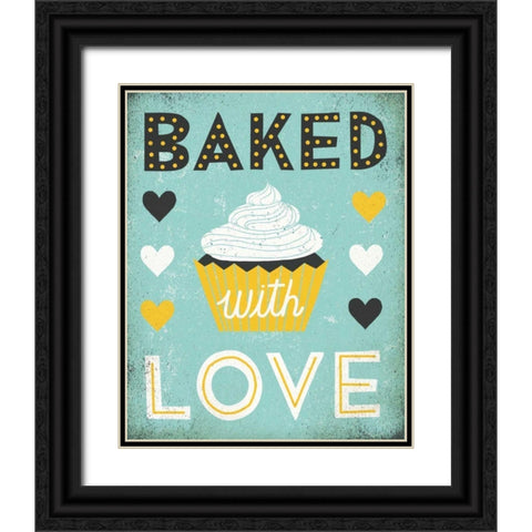 Retro Diner Baked with Love Black Ornate Wood Framed Art Print with Double Matting by Mullan, Michael