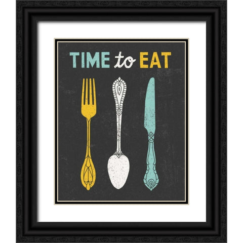 Retro Diner Time to Eat Black Ornate Wood Framed Art Print with Double Matting by Mullan, Michael