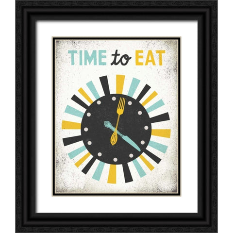 Retro Diner Time to Eat Clock Black Ornate Wood Framed Art Print with Double Matting by Mullan, Michael