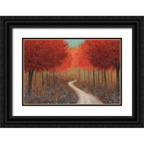 Forest Pathway Black Ornate Wood Framed Art Print with Double Matting by Wiens, James