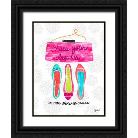 Chase Your Dreams Shoes Black Ornate Wood Framed Art Print with Double Matting by Studio Bella