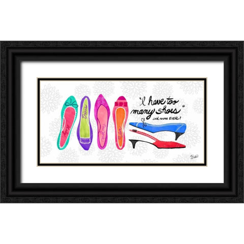 Too Many Shoes Black Ornate Wood Framed Art Print with Double Matting by Studio Bella
