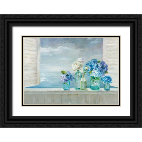 A Beautiful Day at the Beach Black Ornate Wood Framed Art Print with Double Matting by Nai, Danhui