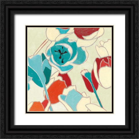 Cloisonne Tulipe I Turquoise Vignette Black Ornate Wood Framed Art Print with Double Matting by Novak, Shirley
