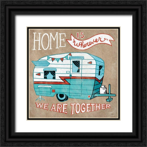 Adventure Love Camper Taupe Black Ornate Wood Framed Art Print with Double Matting by Urban, Mary