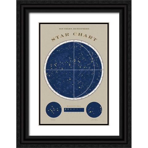 Southern Star Chart Black Ornate Wood Framed Art Print with Double Matting by Schlabach, Sue