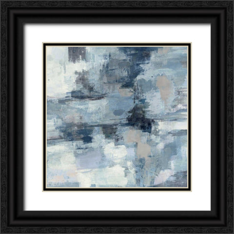 In the Clouds Indigo and Gray Crop Black Ornate Wood Framed Art Print with Double Matting by Vassileva, Silvia