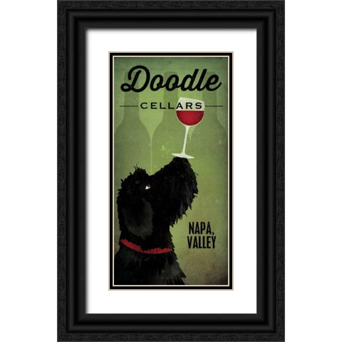 Doodle Wine II Black Dog Black Ornate Wood Framed Art Print with Double Matting by Fowler, Ryan