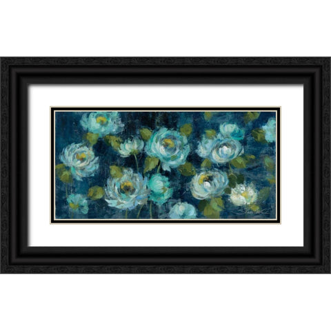 Indigo Mums Black Ornate Wood Framed Art Print with Double Matting by Vassileva, Silvia