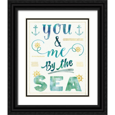 Coastal Words II Black Ornate Wood Framed Art Print with Double Matting by Aiken, Jess