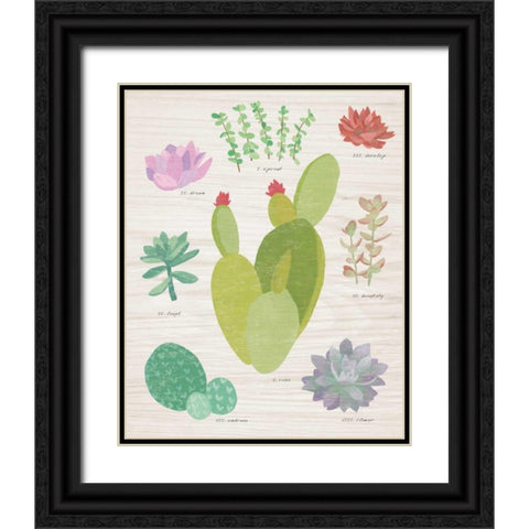 Succulent Chart III on Wood Black Ornate Wood Framed Art Print with Double Matting by Wild Apple Portfolio