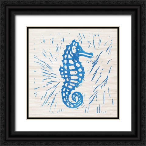 Sea Creature Seahorse Blue Black Ornate Wood Framed Art Print with Double Matting by Prahl, Courtney