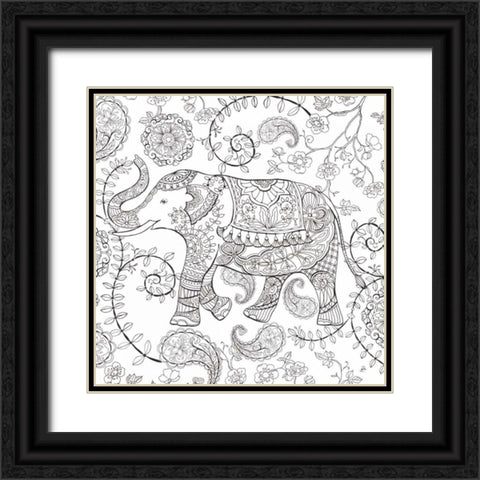 Color My World Elephant II Square Black Ornate Wood Framed Art Print with Double Matting by Daphne, Brissonnet