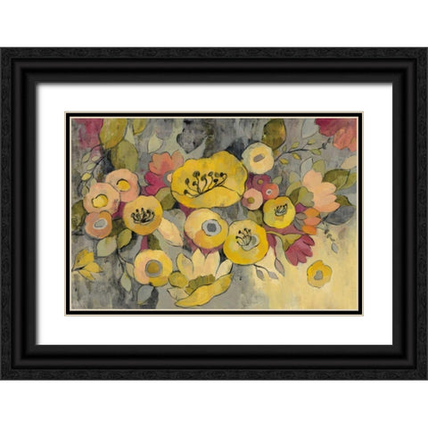Yellow Floral Duo III Black Ornate Wood Framed Art Print with Double Matting by Vassileva, Silvia
