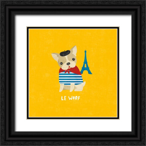 Good Dogs French Bulldog Bright Black Ornate Wood Framed Art Print with Double Matting by Hershey, Moira