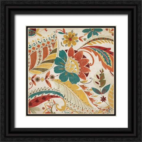 Boho Paisley Spice II Black Ornate Wood Framed Art Print with Double Matting by Wild Apple Portfolio