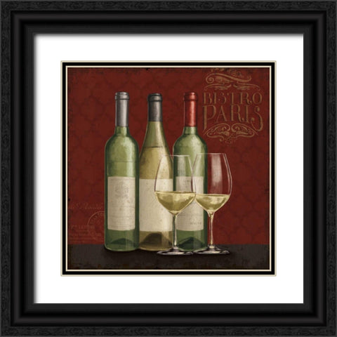 Bistro Paris White Wine v.2 Black Ornate Wood Framed Art Print with Double Matting by Penner, Janelle