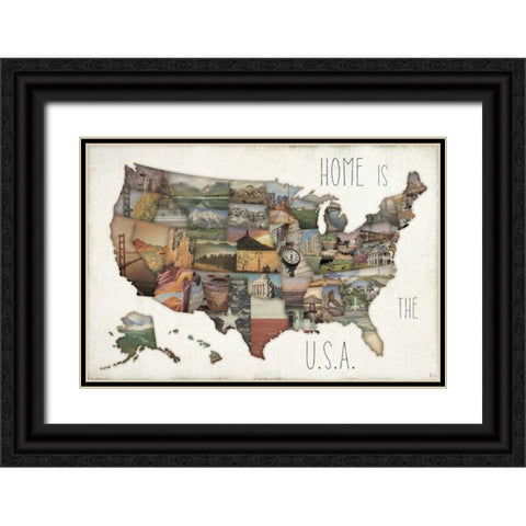 InstaStates IX Black Ornate Wood Framed Art Print with Double Matting by Aiken, Jess