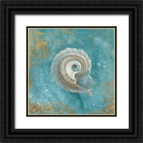 Treasures from the Sea III Aqua  Black Ornate Wood Framed Art Print with Double Matting by Nai, Danhui