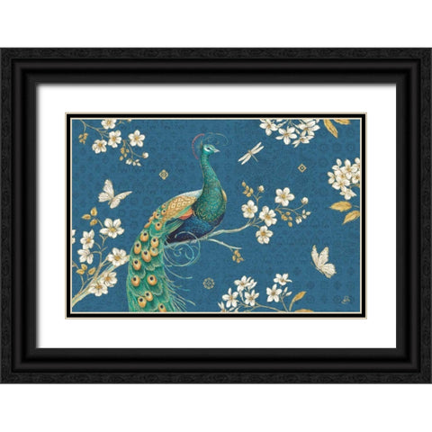 Ornate Peacock III Master Black Ornate Wood Framed Art Print with Double Matting by Daphne, Brissonnet