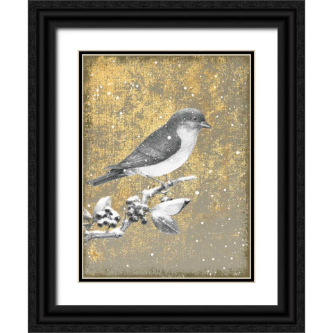 Winter Birds Bluebird Neutral Black Ornate Wood Framed Art Print with Double Matting by Grove, Beth