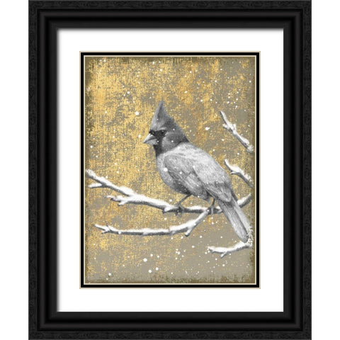 Winter Birds Cardinal Neutral Black Ornate Wood Framed Art Print with Double Matting by Grove, Beth