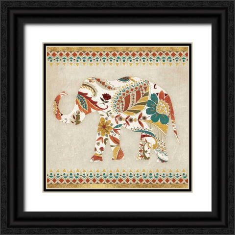 Boho Elephant II  Black Ornate Wood Framed Art Print with Double Matting by Wild Apple Portfolio