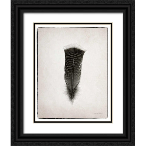 Feather III BW  Black Ornate Wood Framed Art Print with Double Matting by Van Swearingen, Debra