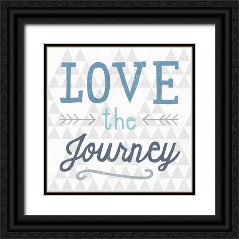 Mod Triangles Love the Journey Blue Black Ornate Wood Framed Art Print with Double Matting by Mullan, Michael
